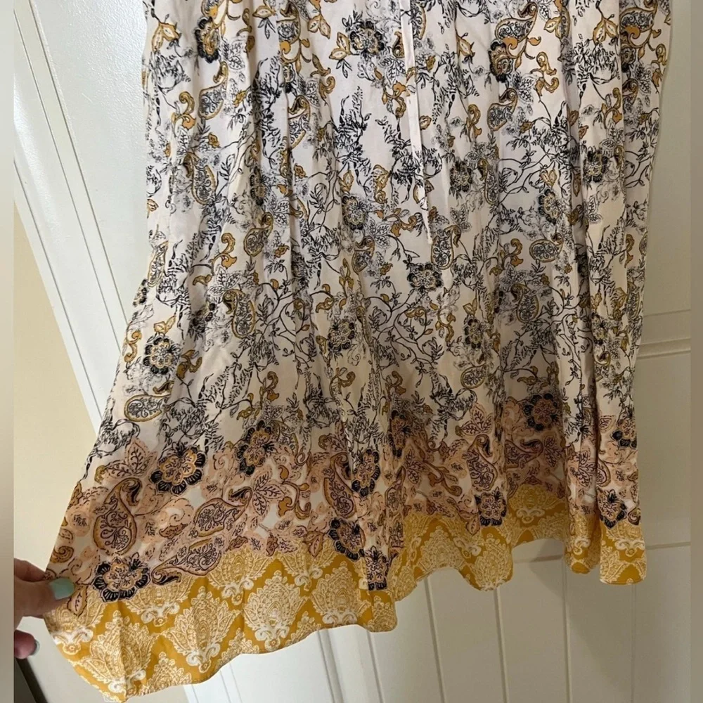 Paper Crâne Anthropologie MiniFloral Dress with Yellow Accents Paisley print